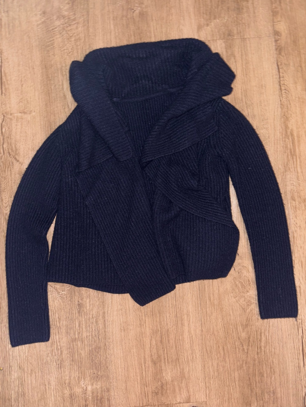 Women's Navy Ribbed Knit Sweater